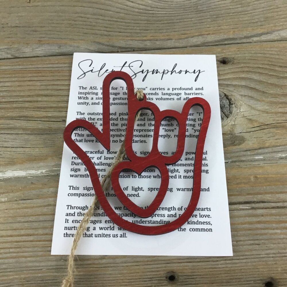 I Love You ASL Silent Symphony Story Card Ornament